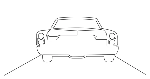 Dibujo de línea continua de gran coche retro — Vector de stock