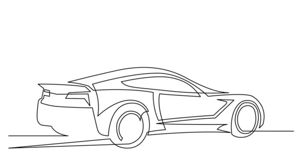 Continuous line drawing of elegant concept sport car — Stock Vector