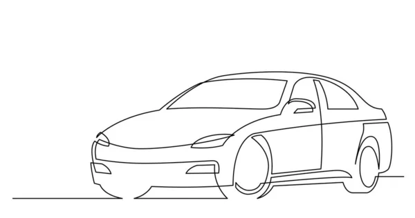 Dibujo de línea continua de coche hermoso moderno — Vector de stock