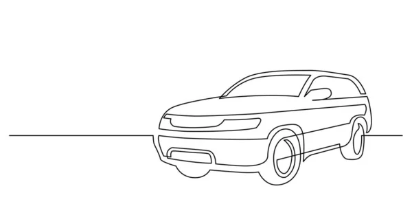 Kontinuerlig linje ritning av moderna lyx SUV bil — Stock vektor