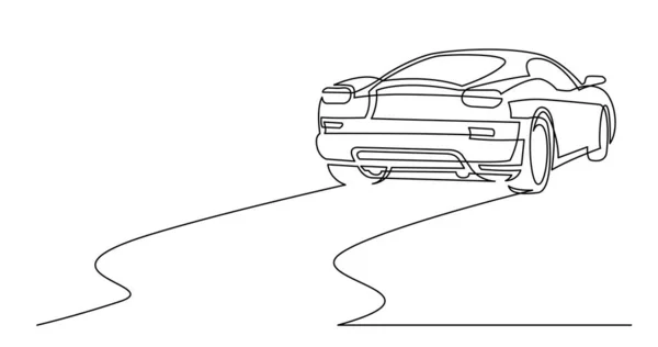 Spor otomobilin arka görünümünün sürekli çizgi çizimi — Stok Vektör