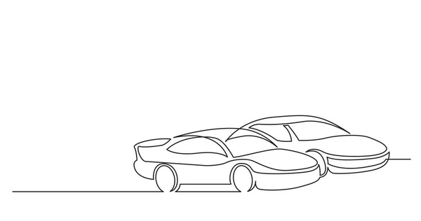 Dibujo en línea continua de dos coches de carreras rápidas — Archivo Imágenes Vectoriales