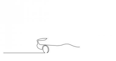 iki hızlı yarış arabaları sürekli çizgi çizim