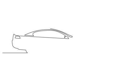 sokak trafiğinde hareket eden iki araba sürekli çizgi çizim