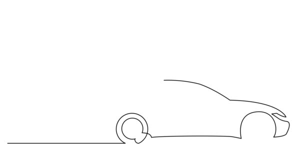 Kontinuierliche Linienzeichnung Der Seitenansicht Einer Modernen Limousine Die Schnell Fährt — Stockvideo