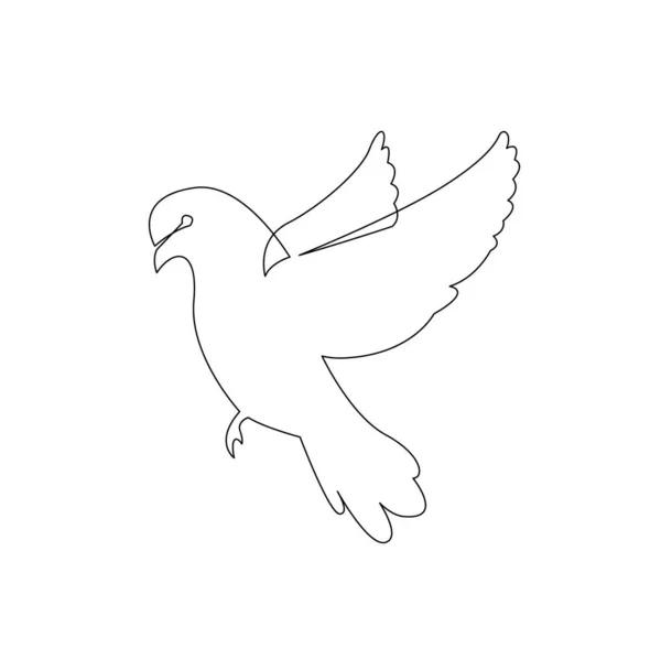 Disegno a linea continua di uccello colomba volante — Vettoriale Stock