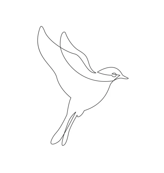 Dibujo Línea Continua Del Símbolo Del Pájaro Volador — Vector de stock