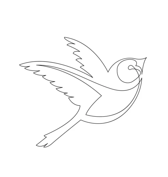 Continuous Line Drawing Flying Little Bird — Stock Vector