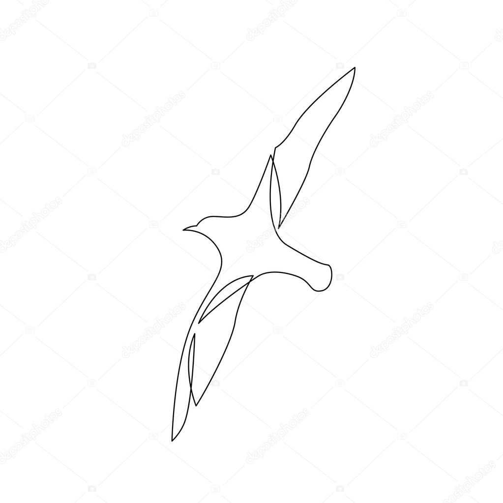 Continuous line drawing of flying sea bird