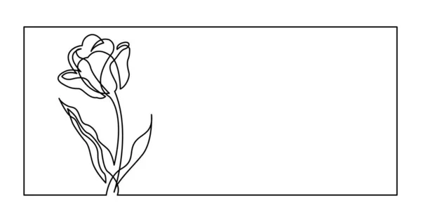 Disegno a linea continua di un tulipano fiore invito carta di design — Vettoriale Stock