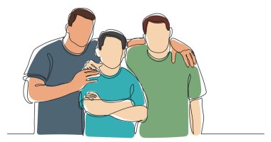 Erkek sporcuların grup birlikte - duran bir çizgi çizme