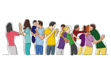 büyük takım tezahürat ve başarı - çizim için bir kutlama arkadaş