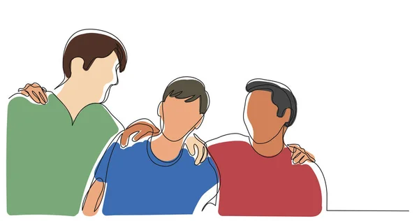 Trois Amis Proches Serrant Dans Leurs Bras — Image vectorielle