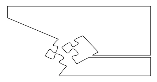 Doorlopende lijntekening van een puzzel stuk dat verbinding maakt met andere puzzelstukjes — Stockvector