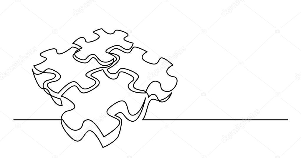 Continuous Line Drawing Of Several 3d Puzzle Pieces Connected Together Premium Vector In Adobe Illustrator Ai Ai Format Encapsulated Postscript Eps Eps Format
