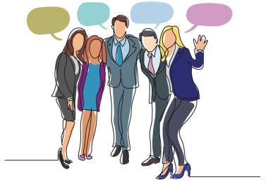 mutlu iş takım ayakta sürekli çizgi çizme