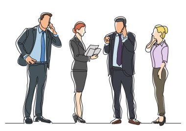 sürekli telefon görüşmeleri yapan iş adamlarını duran çizim için