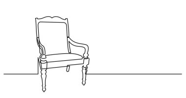 Zarif klasik koltuğun kesintisiz çizimi