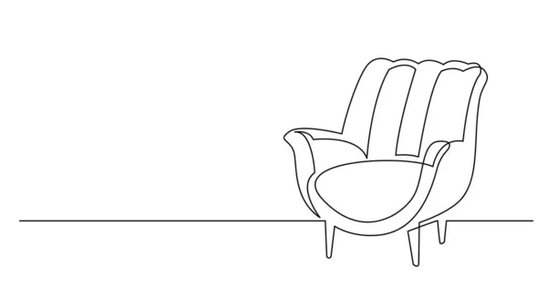 Continuous line drawing of elegant comfortable lounge armchair — Stock Vector