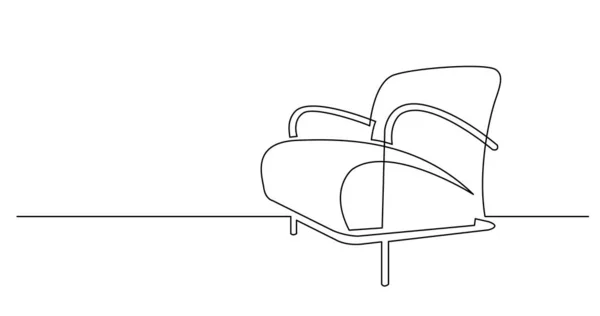 Continuous line drawing of modern comfortable armchair — Stock Vector