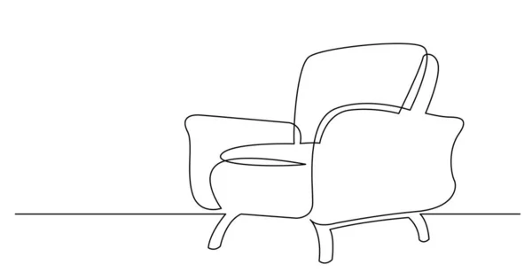 Continuous line drawing of spacious modern armchair — Stock Vector