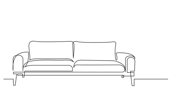 Continuous line drawing of modern style sofa — Stock Vector