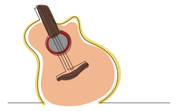 Ciągły Rysunek Linii Akustycznego Instrumentu Muzycznego Gitary Klasycznej — Wektor stockowy