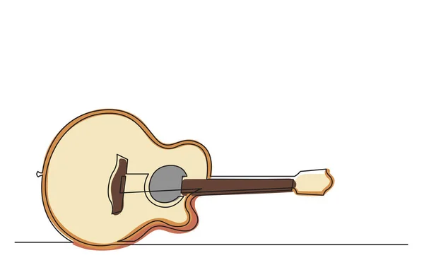 Desenho Linha Contínua Instrumento Musical Guitarra Clássica Acústica — Vetor de Stock