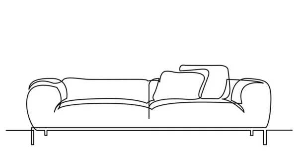 Continuous line drawing of modern luxury comfortable sofa — Stock Vector