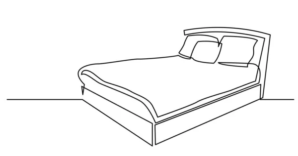 Línea continua dibujo de la cama de dormir — Vector de stock