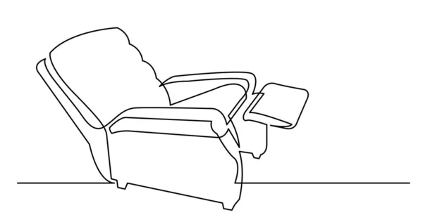 Continuous line drawing of old fashioned comfortable recliner armchair — Stock Vector