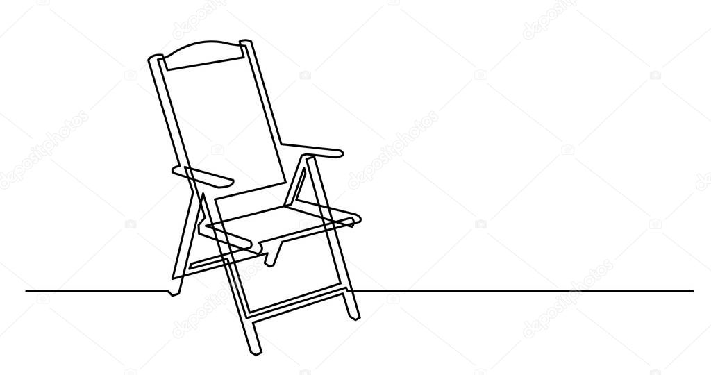 continuous line drawing of folding lounge chair