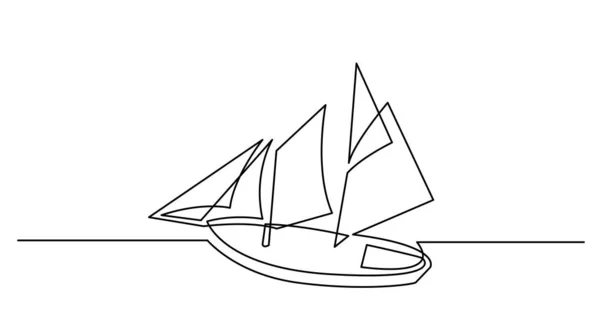 Kontinuierliche Linienzeichnung eines schönen Großseglers, der auf See segelt — Stockvektor