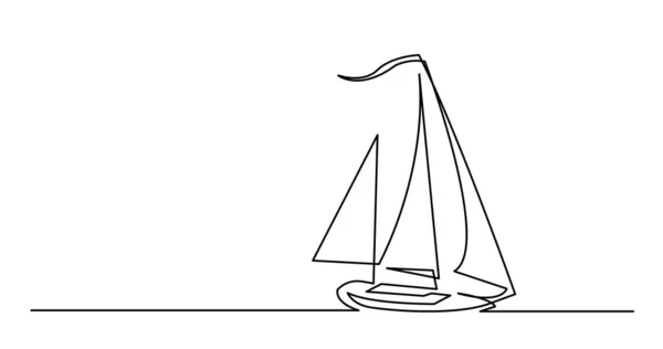 Kontinuierliche Linienzeichnung der schönen Jacht mit Kopierraum — Stockvektor