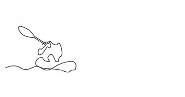 Su üzerindeki kano yarışmasının sürekli çizimlerinin kendi kendine çizim çizimi