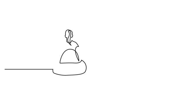 Autoportret Linii Animacji Mężczyzny Kobiety Spływających Kajakiem Pięknych Wodach Jeziora — Wideo stockowe