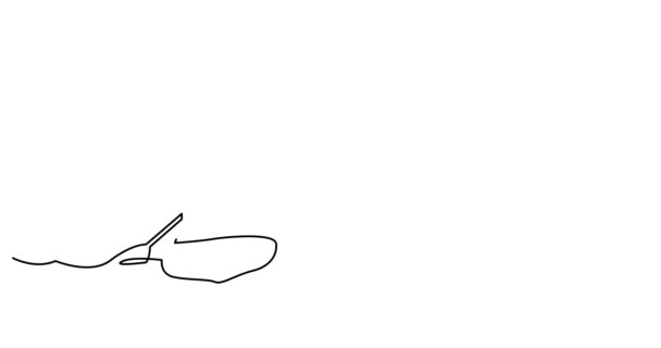 Саморисование Линии Анимации Человека Занимающегося Каякингом Красивых Речных Водах — стоковое видео