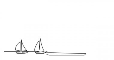 Okyanusta yelken açan yat yarışlarının kendi kendine çizim çizimleri.
