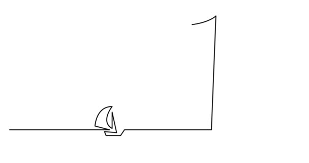 Self Drawing Line Animation Two Beautiful Sailboats Sailing Sea Full — Stock Video