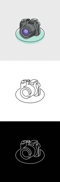 Kontinuerlig obruten linje ikon för digital fotokamera — Stock vektor