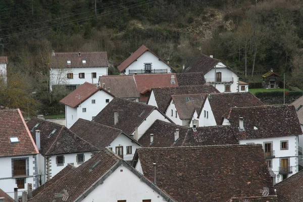 Toits Dans Village Des Pyrénées Navarraises — Photo