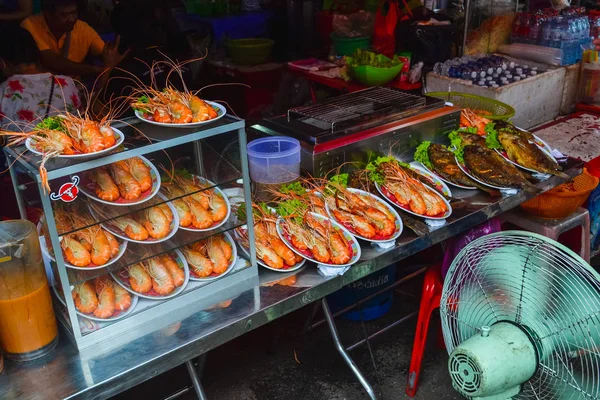 Comida Tailandesa Rua Popular Vender Bem Não Menos Que Pad — Fotografia de Stock