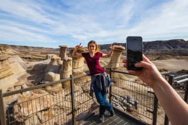 Drumheller, Alberta, Kanada 18. Nisan 2019: Drumheller Hoodoos i