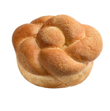 Beyaz somun ekmek beyaz bir arka plan üzerinde yuvarlak