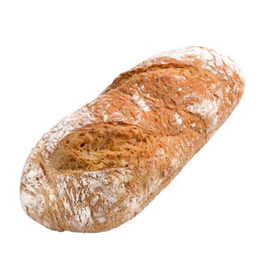 Yuvarlak ekmek buğday ve çavdar unu, beyaz arka plan üzerinde izole yapılan