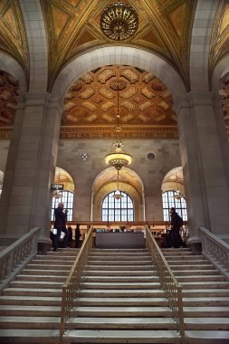 Montreal, Quebec, Kanada, 29 Eylül, 2018: eski Kraliyet Bankası Kulesi, 121 m bir gökdelen ve neo-klasik Iç. 1962 yılında, Royal Bank başka bir ünlü Montreal b ana ofis taşındı