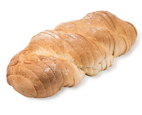 Weißbrot in Scheiben geschnitten. Isoliert auf weißem Hintergrund — Stockfoto