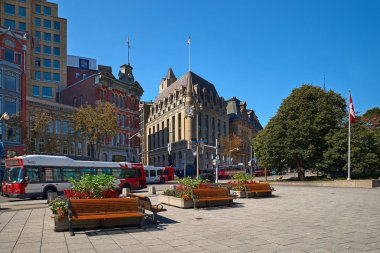 Ottawa, Ontario, Kanada 18 Eylül 2018: Grand Art Deco postanesi veya 1939 yılında Ottawa'nın başkentinde inşa edilen Bureau de Poste. Kanada'ya Seyahat
