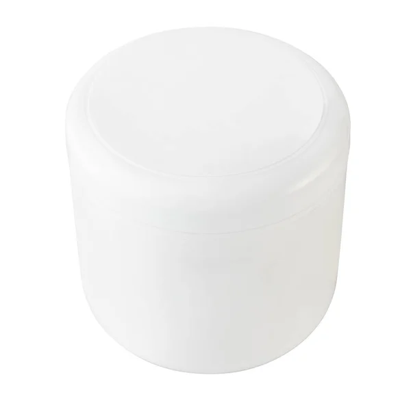 Frasco Branco Plástico Sem Etiqueta Isolada Sobre Fundo Branco — Fotografia de Stock