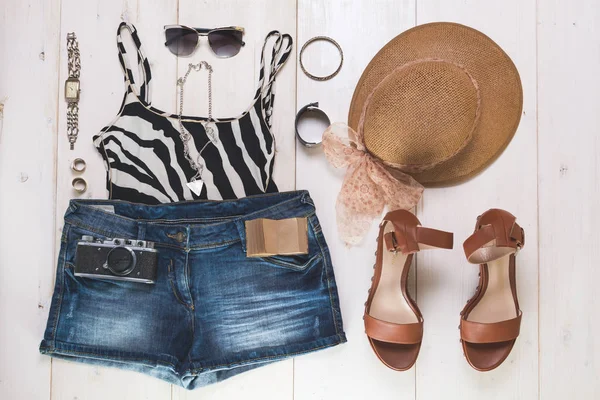 Woman summer outfit and accessories